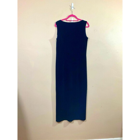 VTG Womens Velvet Maxi Dress M Blue 90s Whimsygoth Witchy Grunge Goth Side Slits - Picture 3 of 5